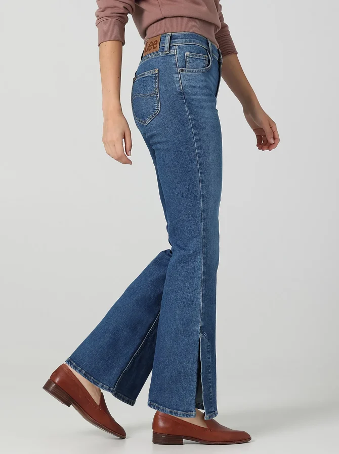 Women's High Rise Split Flare Jean - Image 3
