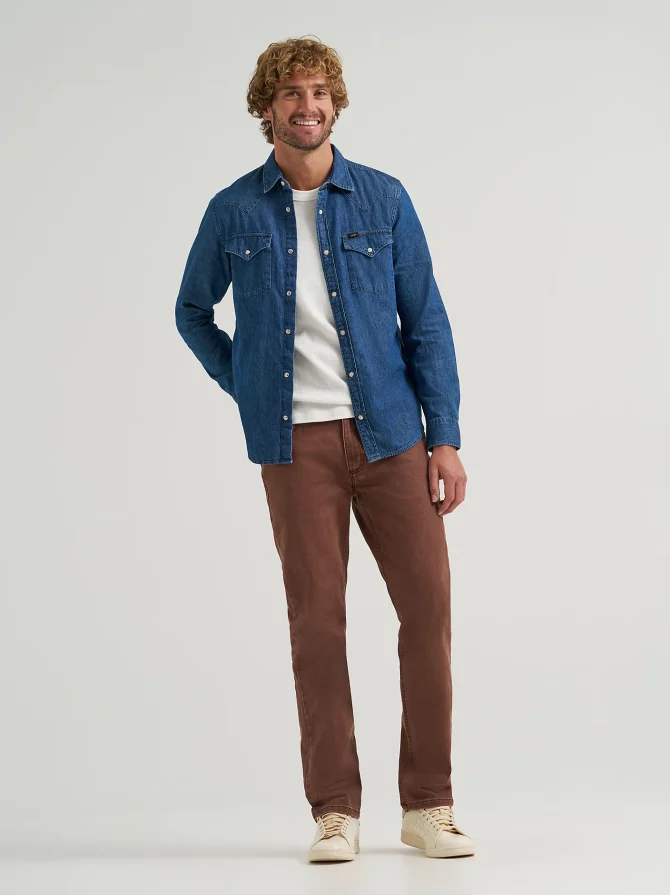Men's Lee European Collection Regular Western Denim Button Down Shirt - Image 2
