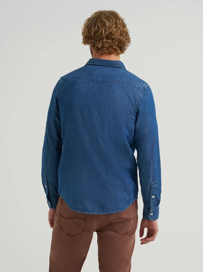 Men's Lee European Collection Regular Western Denim Button Down Shirt - Image 3