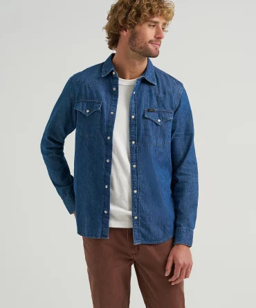 Men's Lee European Collection Regular Western Denim Button Down Shirt