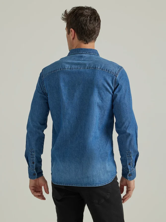 Men's Extreme Motion All Purpose Denim Button Down Shirt - Image 2