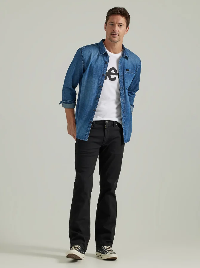 Men's Extreme Motion All Purpose Denim Button Down Shirt - Image 4