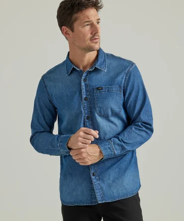Men's Extreme Motion All Purpose Denim Button Down Shirt