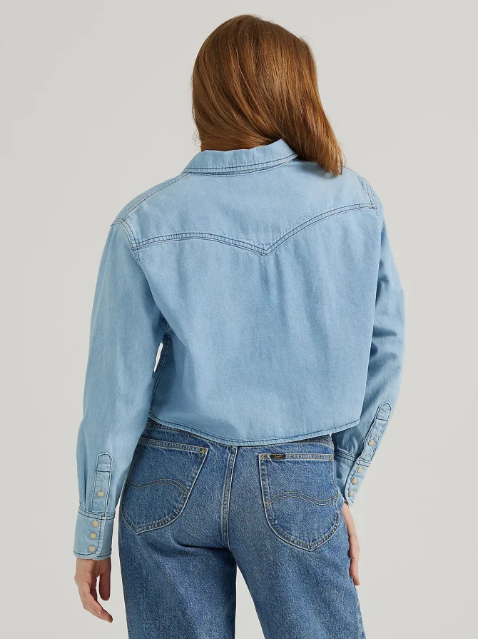 Women's Cropped Western Overshirt - Image 3