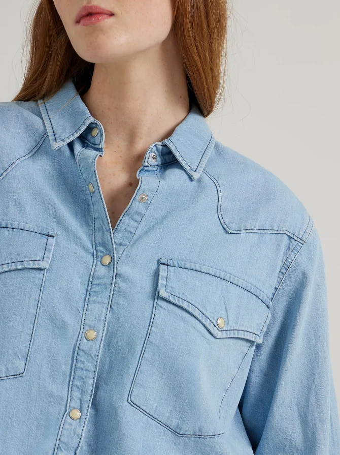 Women's Cropped Western Overshirt - Image 5