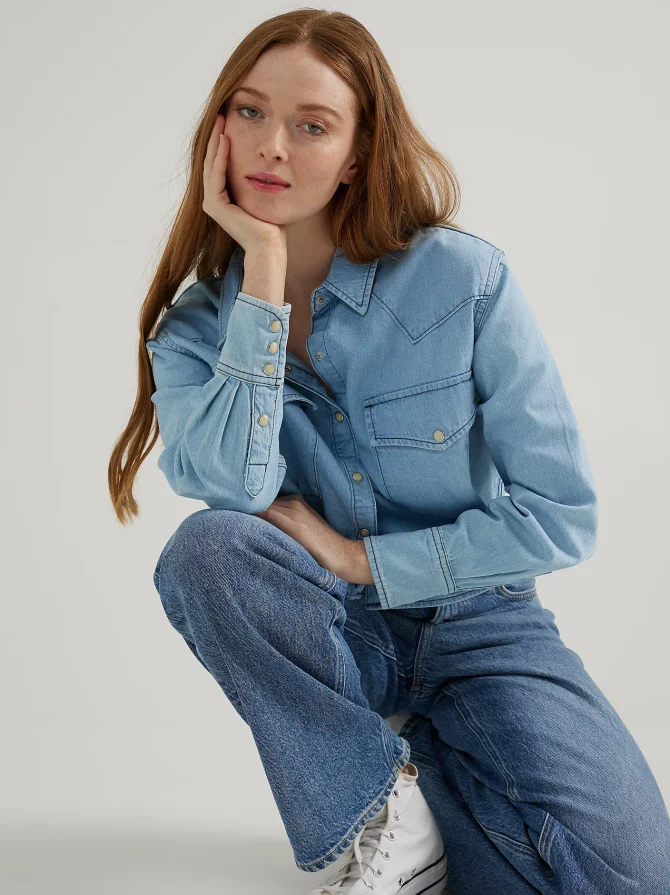 Women's Cropped Western Overshirt - Image 4