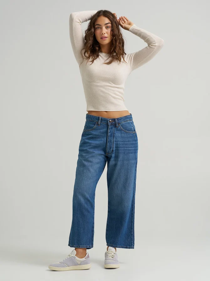 Women's Loose Crop Button-Fly Jean - Image 7