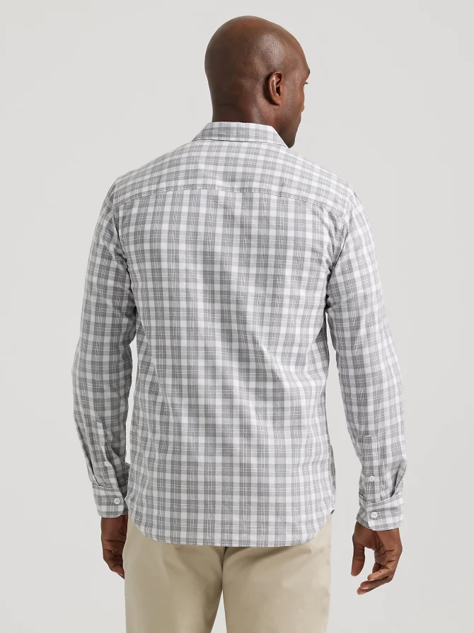 Men's Extreme Motion All Purpose Thin Line Plaid Button Down Shirt - Image 2