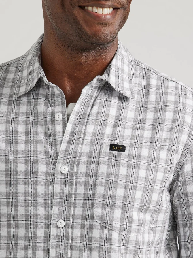 Men's Extreme Motion All Purpose Thin Line Plaid Button Down Shirt - Image 3