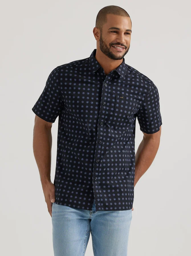 Men's Extreme Motion All Purpose Short Sleeve Floral Button Down Shirt