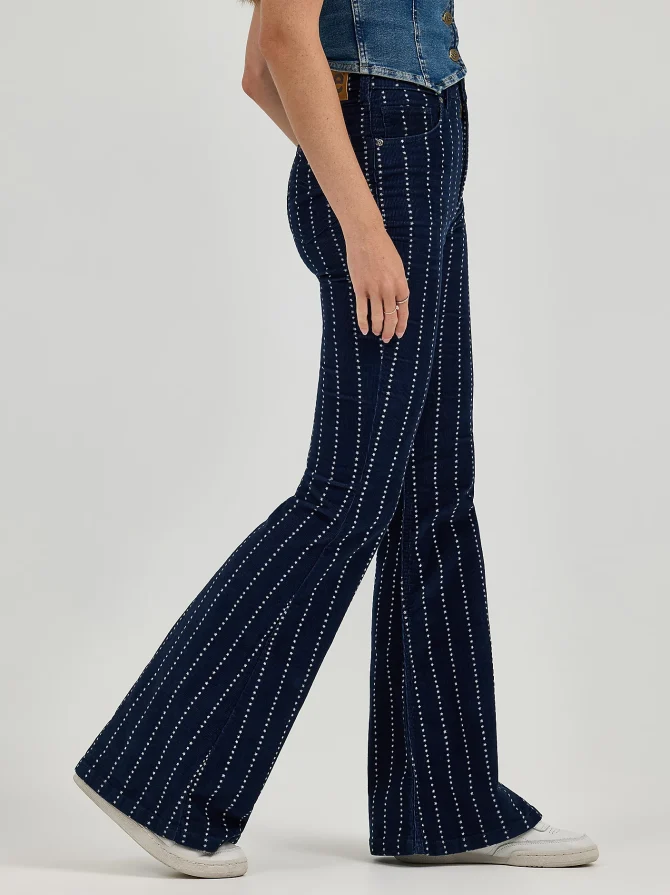 Women's High Rise Stars and Stripes Corduroy Flare Jean - Image 3