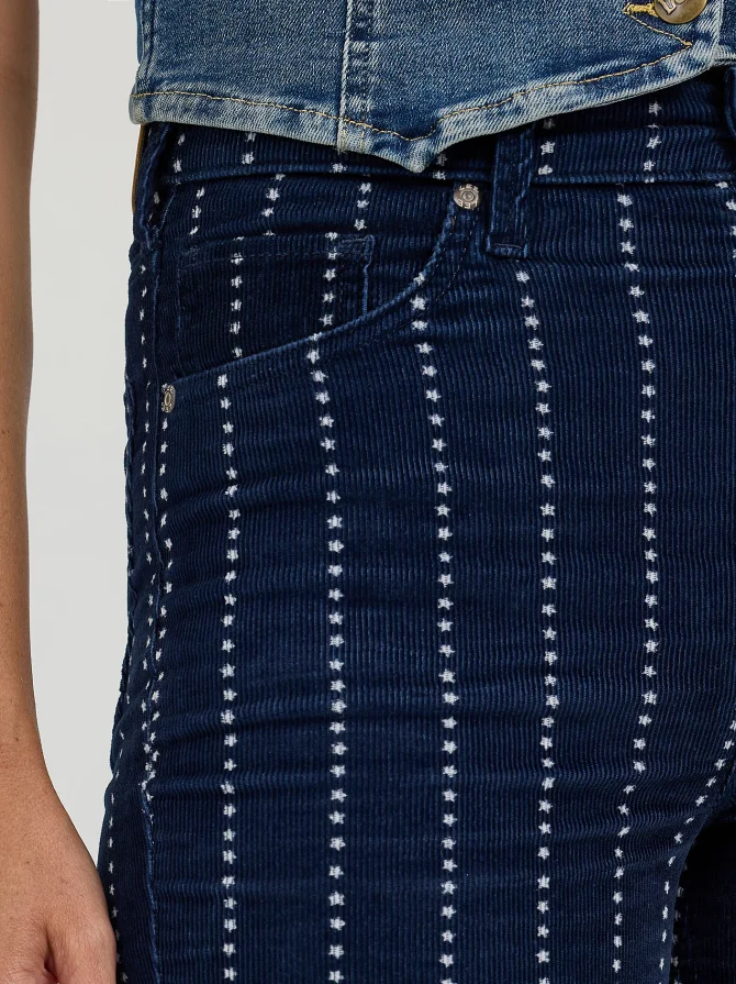 Women's High Rise Stars and Stripes Corduroy Flare Jean - Image 5