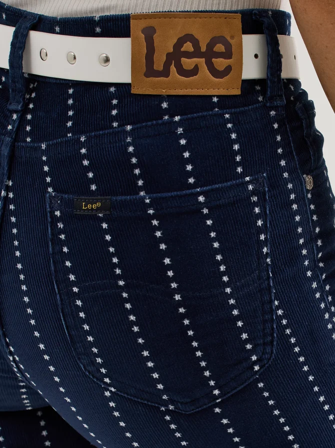 Women's High Rise Stars and Stripes Corduroy Flare Jean - Image 6