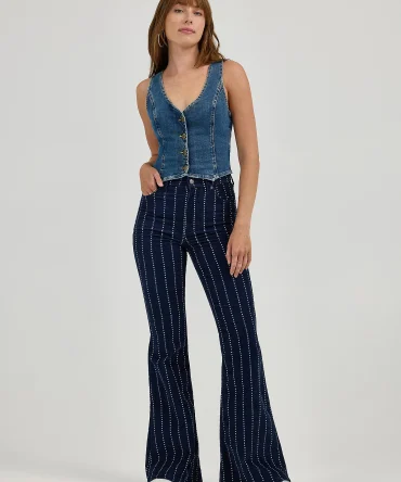 Women's High Rise Stars and Stripes Corduroy Flare Jean