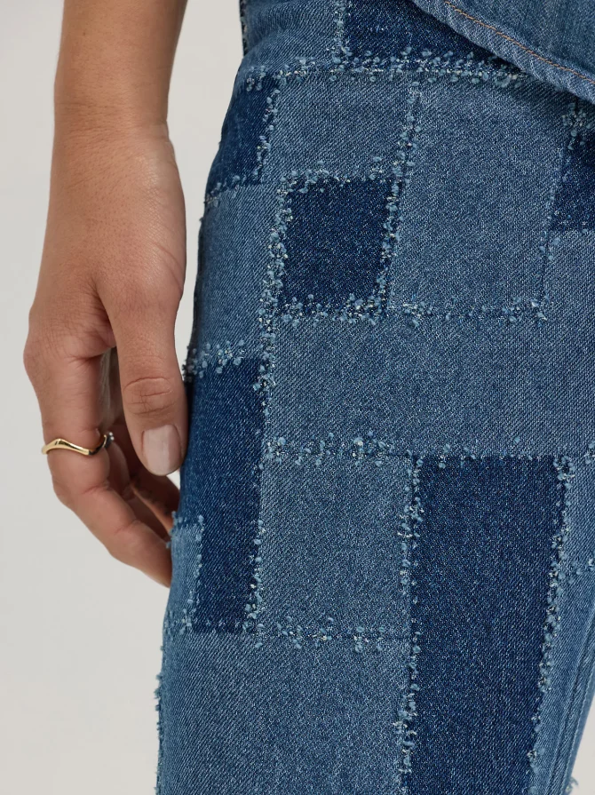 Women's High Rise Patchwork Flare Jean - Image 5