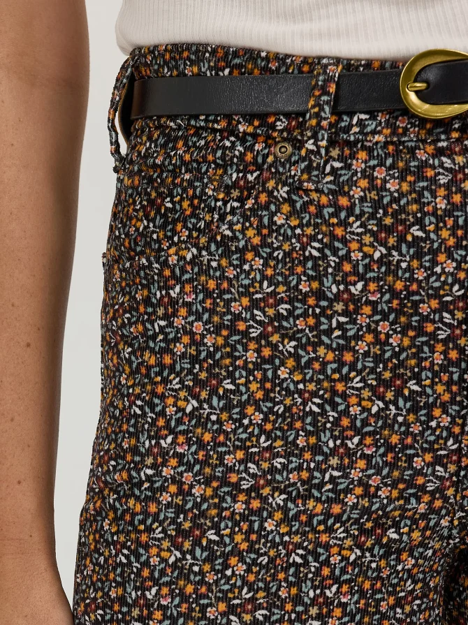 Women's High Rise Floral Print Corduroy Flare Jean - Image 6