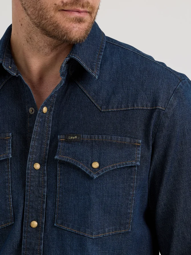 Men's All Purpose Western Denim Snap Shirt - Image 3