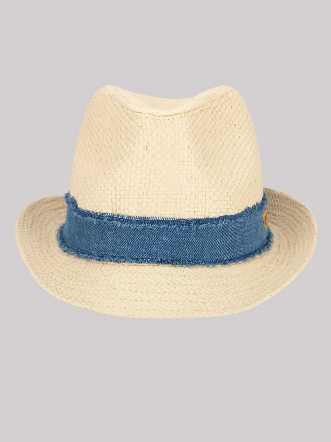 Men's Acid Wash Band Straw Fedora Hat - Image 3