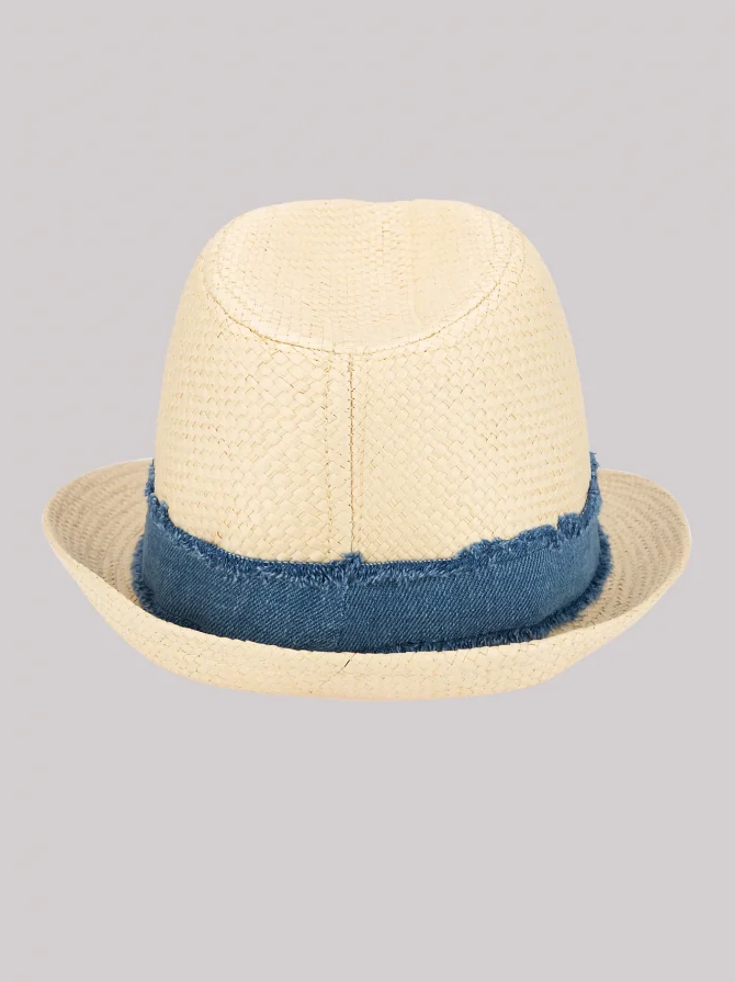 Men's Acid Wash Band Straw Fedora Hat - Image 2
