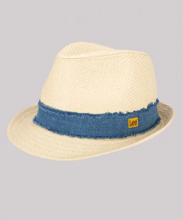 Men's Acid Wash Band Straw Fedora Hat