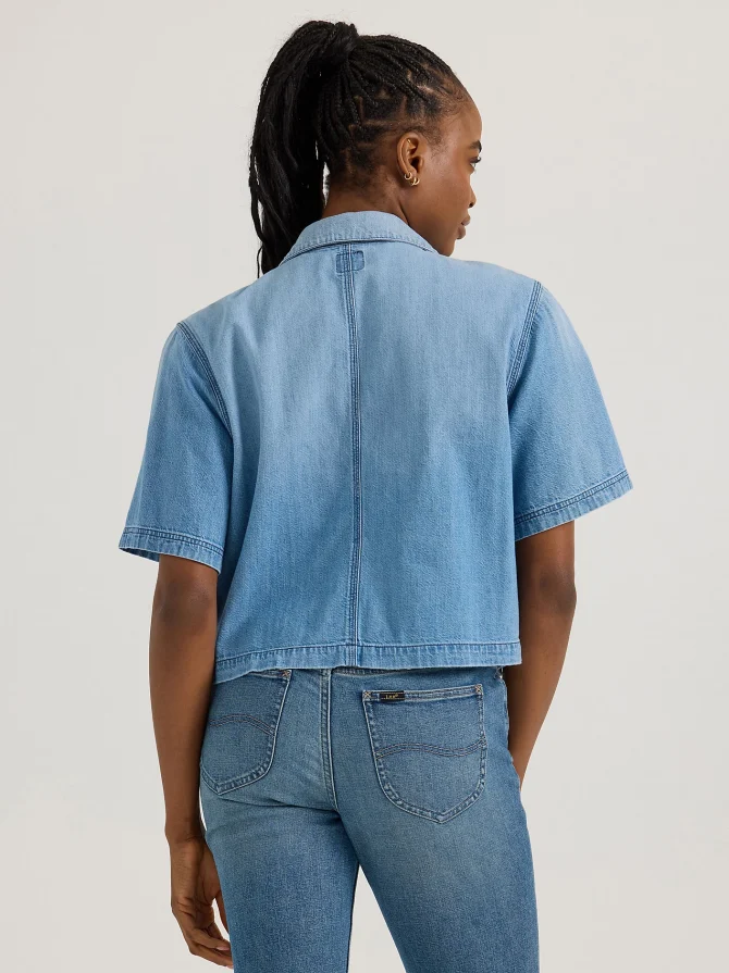 Women's Crop Denim Chore Shirt - Image 2