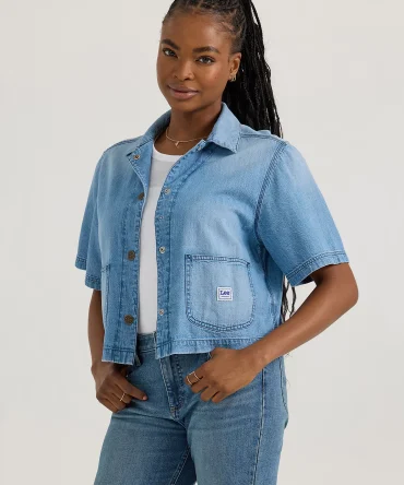 Women's Crop Denim Chore Shirt