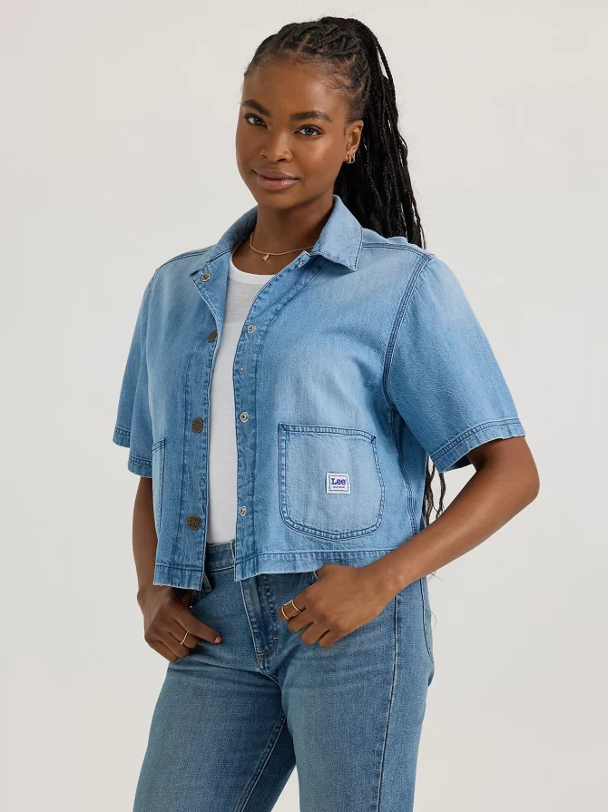 Women's Crop Denim Chore Shirt
