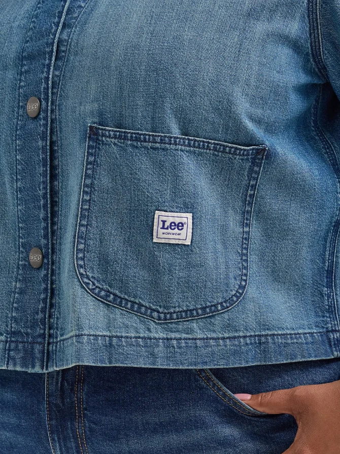 Women's Crop Denim Chore Shirt (Plus) - Image 3