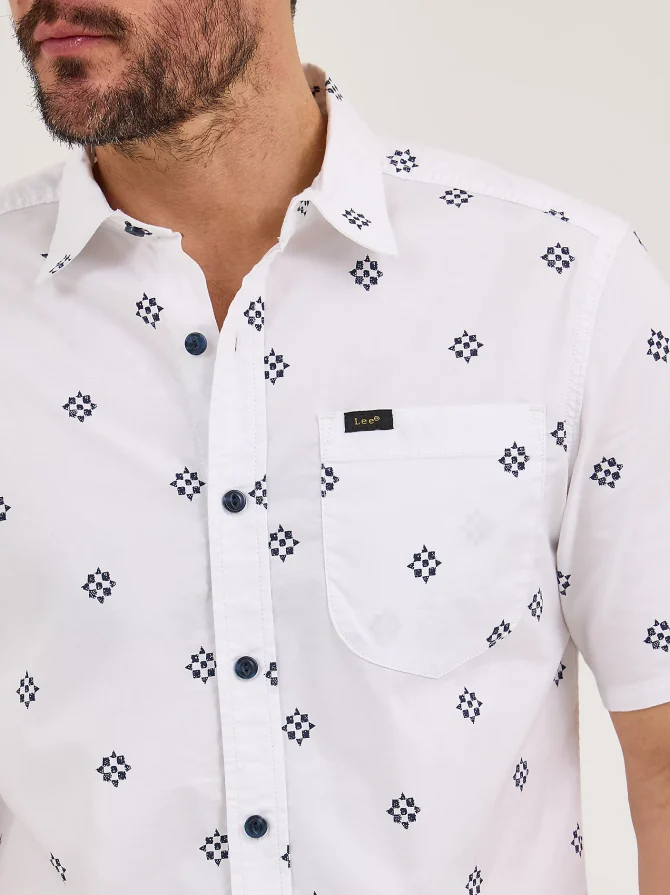 Men's Extreme Motion All Purpose Short Sleeve Print Button Down Shirt - Image 3