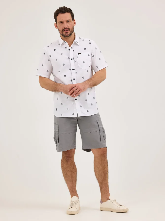Men's Extreme Motion All Purpose Short Sleeve Print Button Down Shirt - Image 4