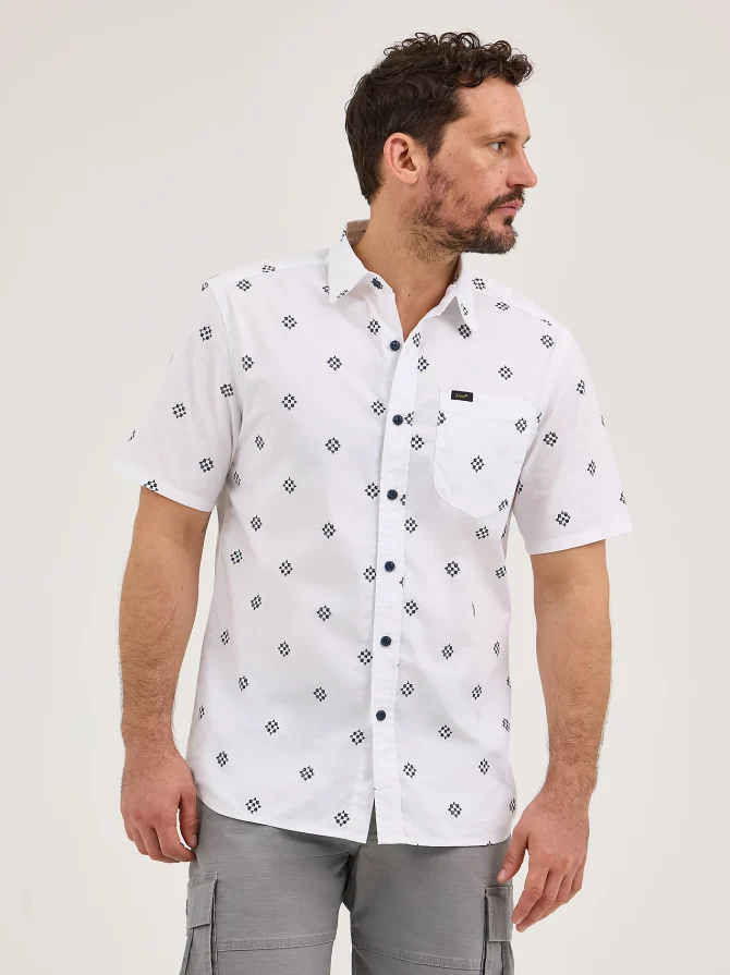 Men's Extreme Motion All Purpose Short Sleeve Print Button Down Shirt