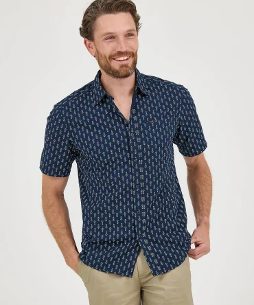 Men's Extreme Motion All Purpose Short Sleeve Print Button Down Shirt
