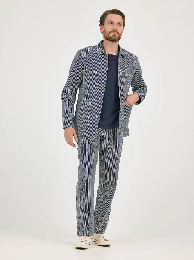 Men's Railroad Stripe Workwear Chore Coat - Image 5