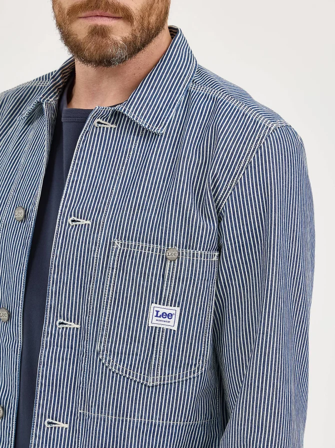 Men's Railroad Stripe Workwear Chore Coat