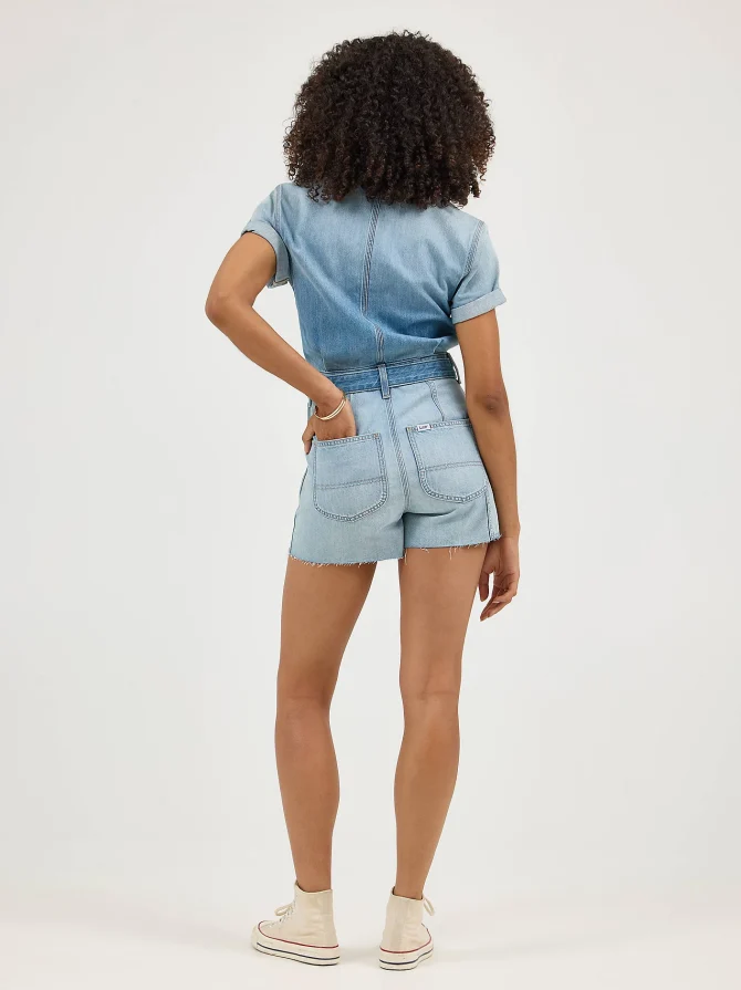 Women's Belted Denim Chore Short All - Image 2
