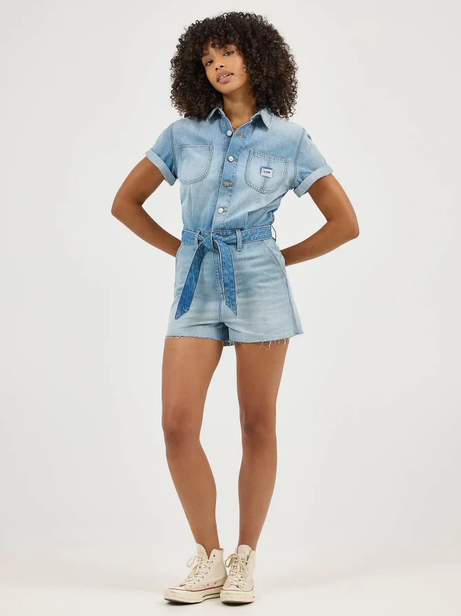 Women's Belted Denim Chore Short All - Image 4