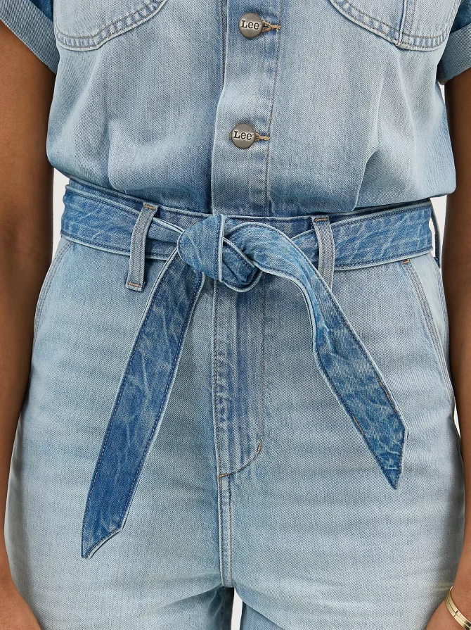 Women's Belted Denim Chore Short All - Image 5