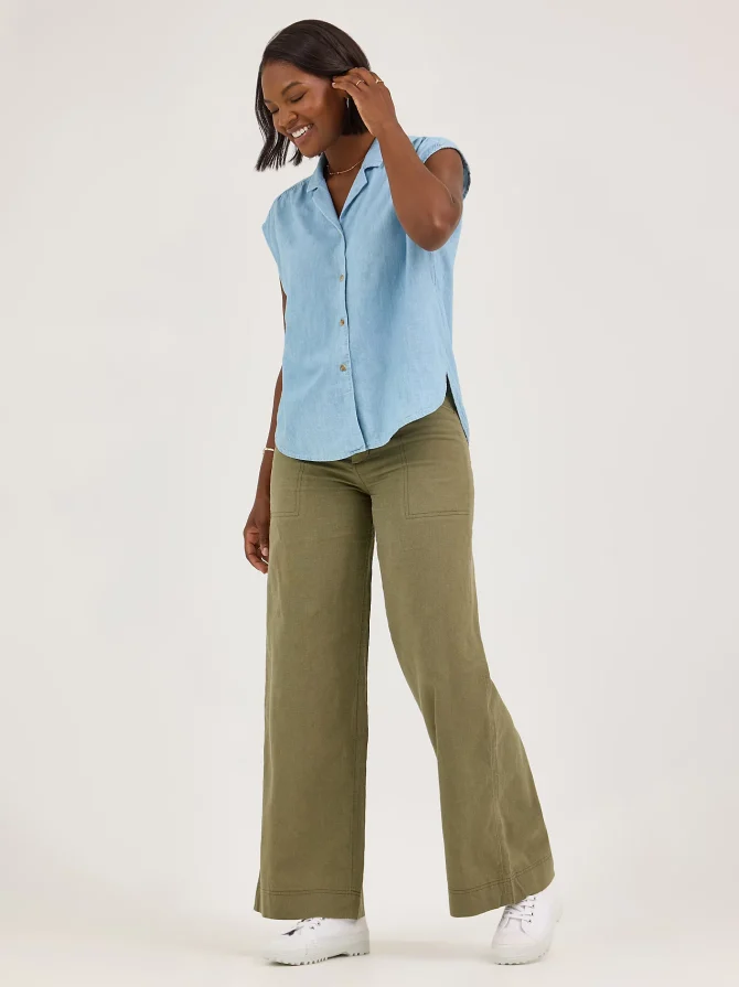 Women's Legendary Cap Sleeve Button Down Shirt - Image 4