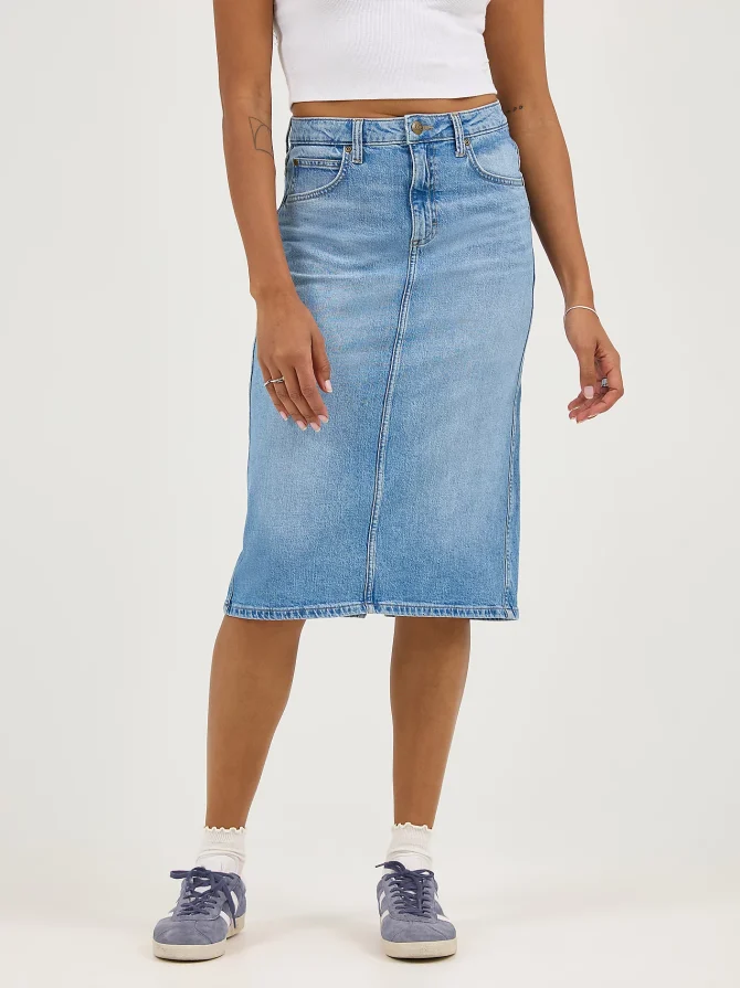 Women's Legendary Back Slit Denim Skirt - Image 2