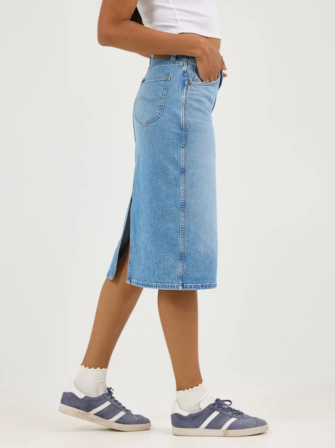 Women's Legendary Back Slit Denim Skirt - Image 4