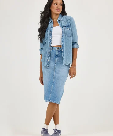 Women's Legendary Back Slit Denim Skirt