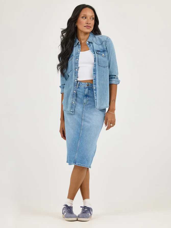 Women's Legendary Back Slit Denim Skirt
