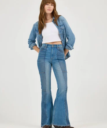 Women's High Rise Pieced Flare Jean