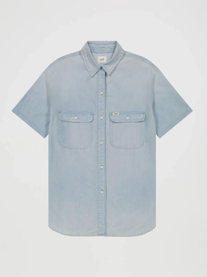 Women's Chambray Utility Button Down Shirt - Image 5