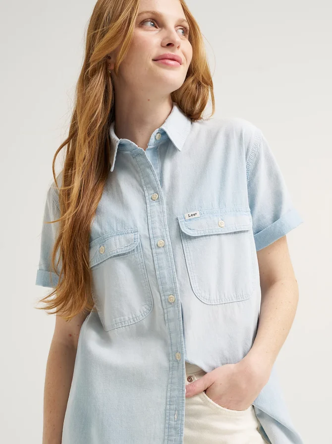 Women's Chambray Utility Button Down Shirt
