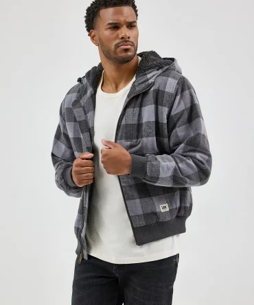 Men's Sherpa Lined Flannel Bomber Jacket