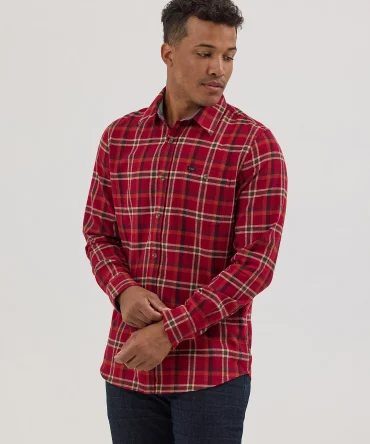 Men's Flannel One-Pocket Plaid Shirt