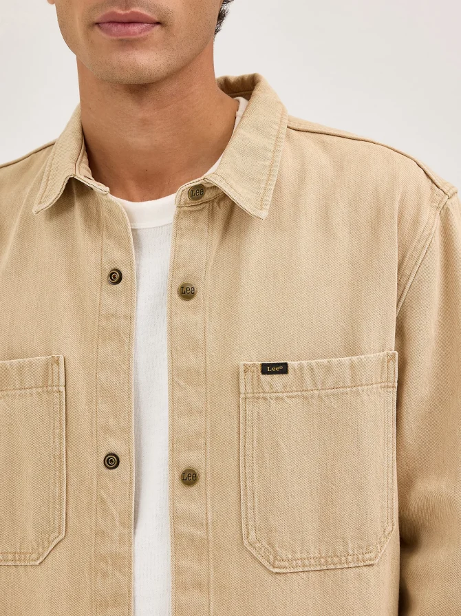Men's Double Pocket Snap Front Overshirt - Image 4