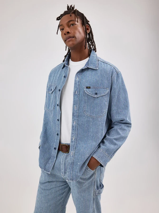 Men's Lee 101 Railroad Stripe Selvedge Worker Shirt