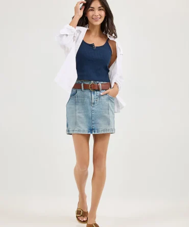 Women's High Rise Seamed Mini Skirt